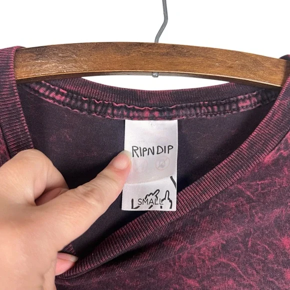 RIPNDIP Lord Nermal Shirt Men Size S Pocket Tee Burgundy Long Sleeve SZ S - Picture 6 of 8